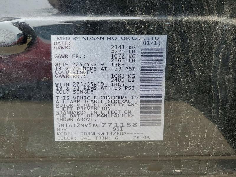 Aukcja sprzedaży 2019 Nissan Rogue, vin: 5N1AT2MV5KC771158, numer aukcji: 53604576