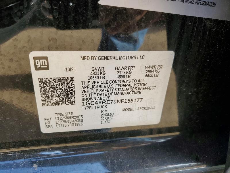 Продажа на аукционе авто 2022 Chevrolet Silverado, vin: 1GC4YRE73NF158177, номер лота: 53585766