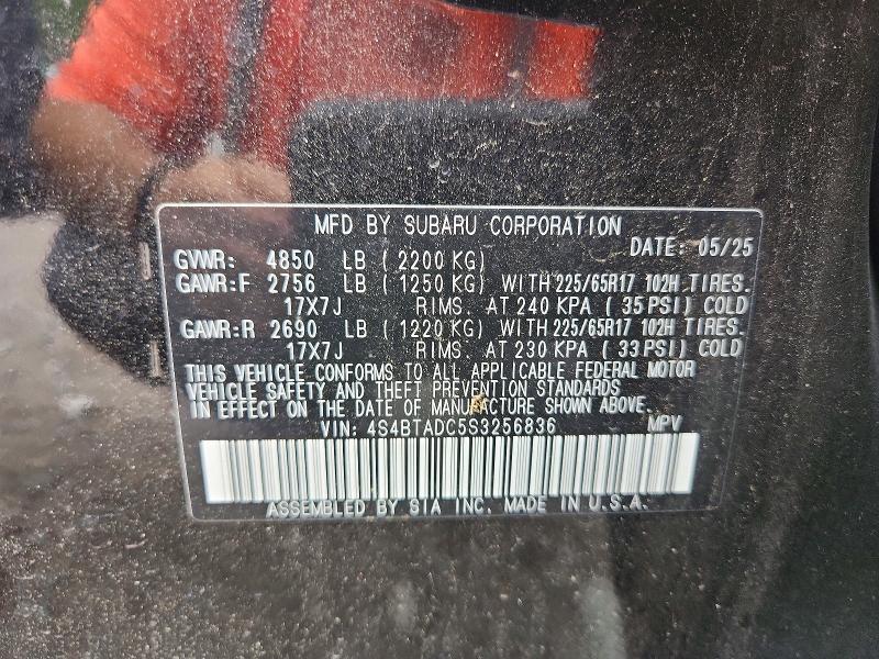 Aukcja sprzedaży 2025 Subaru Outback, vin: 4S4BTADC5S3256836, numer aukcji: 55275256