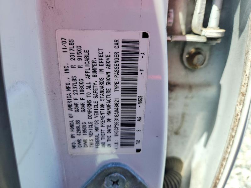 54619506 :رقم المزاد ، 1HGCP26318A046921 vin ، 2008 Honda Accord مزاد بيع