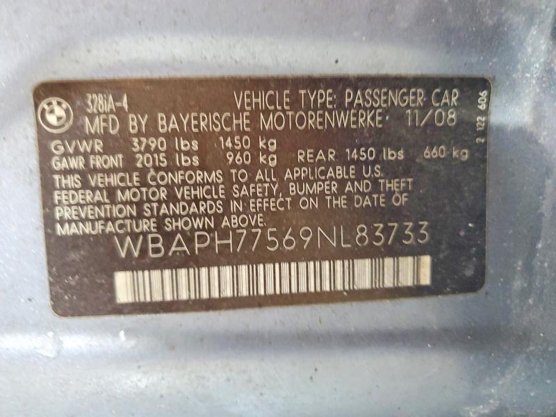 Продажа на аукционе авто 2009 Bmw 328, vin: WBAPH77569NL83733, номер лота: 52427716