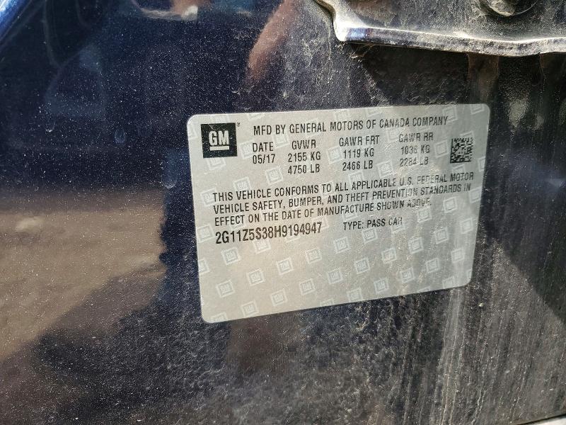 52707336 :رقم المزاد ، 2G11Z5S38H9194947 vin ، 2017 Chevrolet Impala مزاد بيع