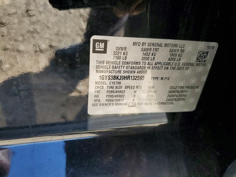 2017 Cadillac Escalade მანქანა იყიდება აუქციონზე, vin: 1GYS3BKJ9HR132595, აუქციონის ნომერი: 53633956