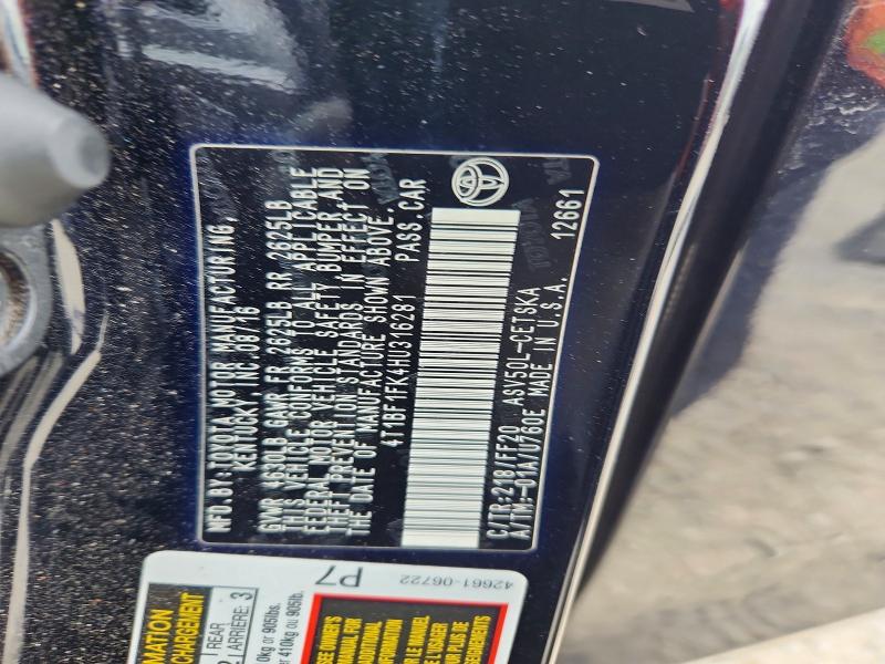 Продажа на аукционе авто 2017 Toyota Camry, vin: 4T1BF1FK4HU316281, номер лота: 52124026