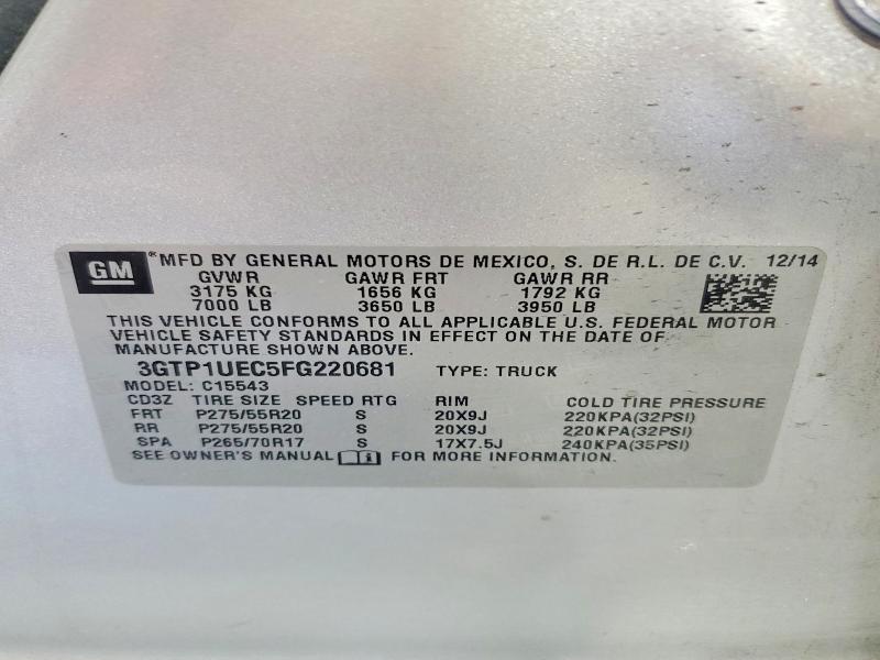53629096 :رقم المزاد ، 3GTP1UEC5FG220681 vin ، 2015 Gmc Sierra مزاد بيع