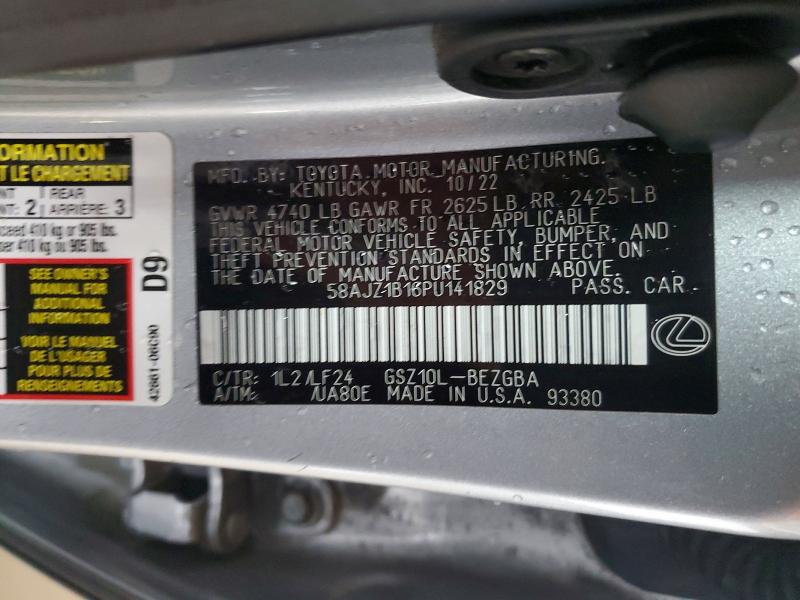 Aukcja sprzedaży 2023 Lexus Es, vin: 58AJZ1B16PU141829, numer aukcji: 52010336