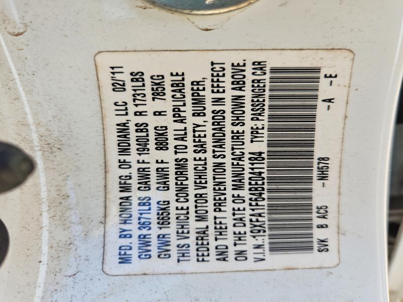 55051626 :رقم المزاد ، 19XFA1F64BE041184 vin ، 2011 Honda Civic مزاد بيع