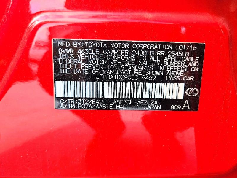 Продажа на аукционе авто 2016 Lexus Is, vin: JTHBA1D29G5019469, номер лота: 53322306