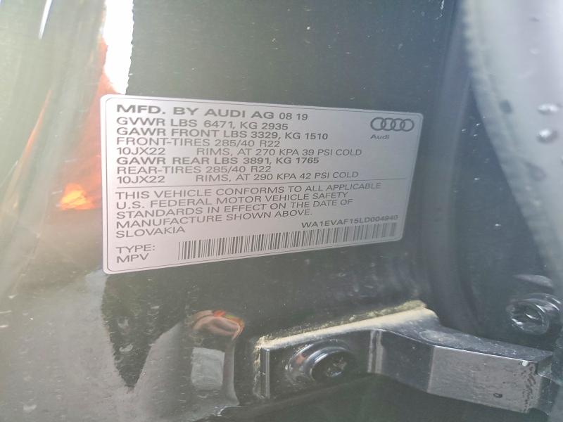 Продаж на аукціоні авто 2020 Audi Q8, vin: WA1EVAF15LD004940, номер лоту: 54673026