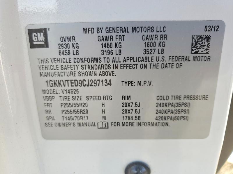 Продаж на аукціоні авто 2012 Gmc Acadia, vin: 1GKKVTED9CJ297134, номер лоту: 52403066