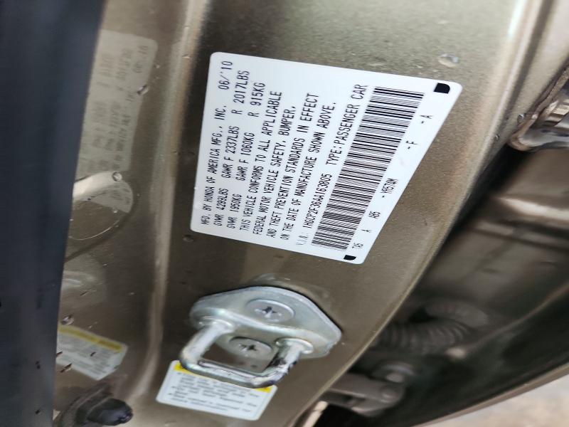 55037526 :رقم المزاد ، 1HGCP2F36AA163805 vin ، 2010 Honda Accord مزاد بيع