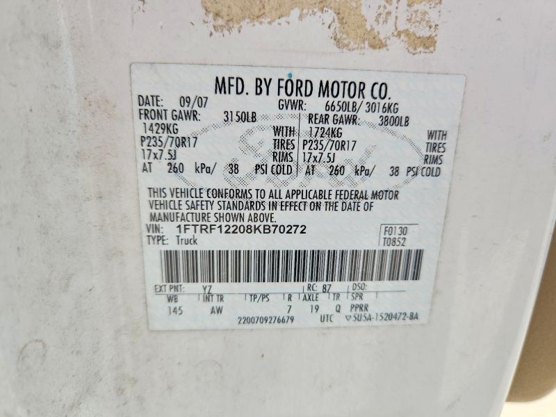Продаж на аукціоні авто 2008 Ford F150, vin: 1FTRF12208KB70272, номер лоту: 53961596