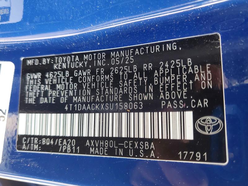 Aukcja sprzedaży 2025 Toyota Camry, vin: 4T1DAACKXSU158063, numer aukcji: 54088556