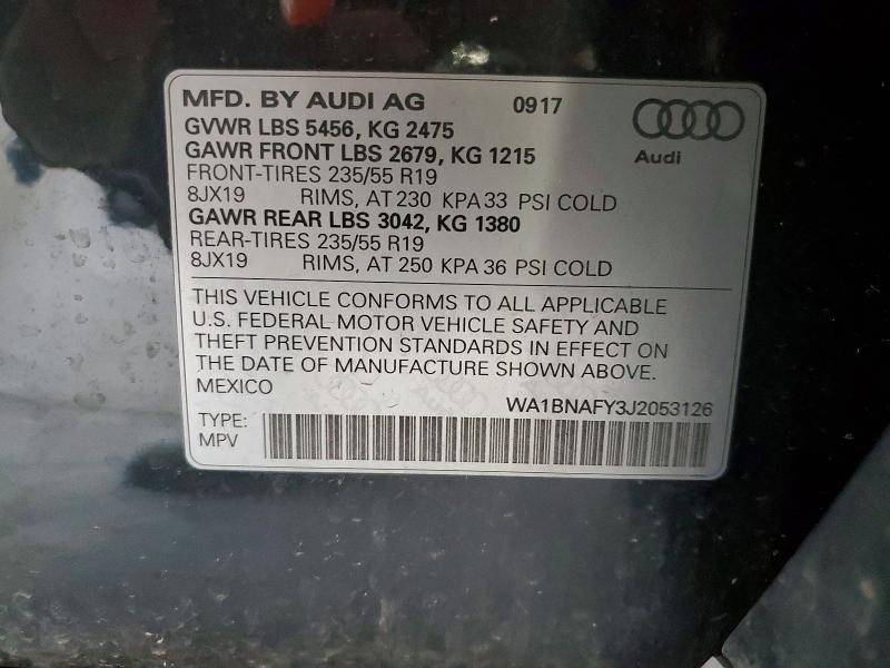 Aukcja sprzedaży 2018 Audi Q5, vin: WA1BNAFY3J2053126, numer aukcji: 52046406