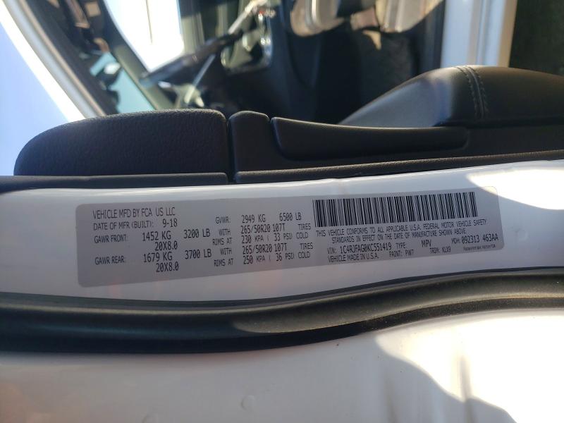 Aukcja sprzedaży 2019 Jeep Grand Cherokee, vin: 1C4RJFAG0KC551419, numer aukcji: 52198556