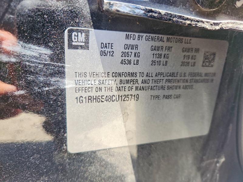 54470306 :رقم المزاد ، 1G1RH6E48CU125719 vin ، 2012 Chevrolet Volt مزاد بيع