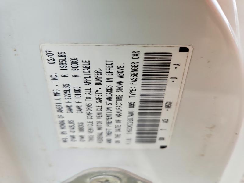 Aukcja sprzedaży 2007 Honda Accord, vin: 1HGCM72607A011095, numer aukcji: 52723146