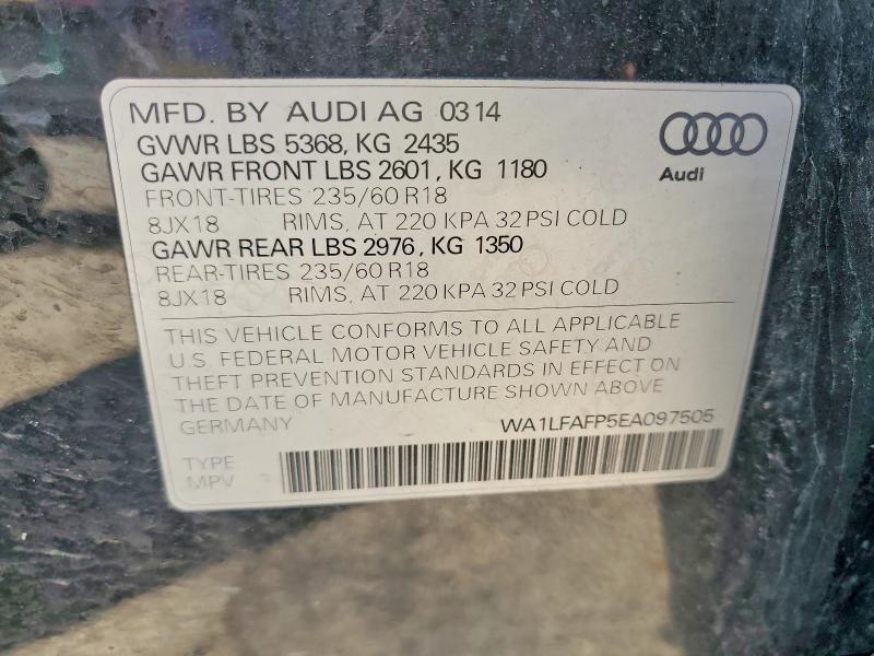 Продаж на аукціоні авто 2014 Audi Q5, vin: WA1LFAFP5EA097505, номер лоту: 55018516