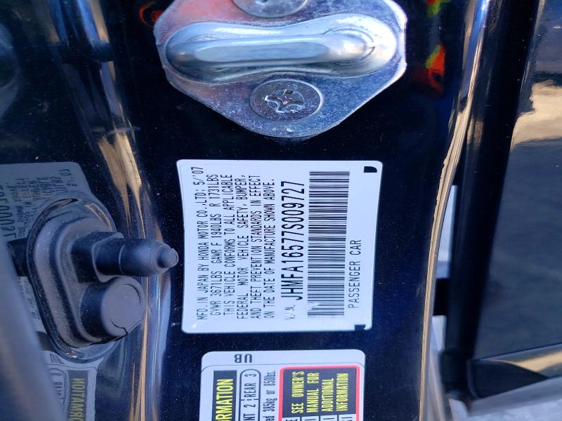 53459346 :رقم المزاد ، JHMFA16577S009727 vin ، 2007 Honda Civic مزاد بيع