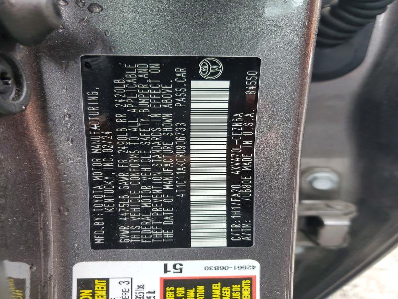 Продажа на аукционе авто 2024 Toyota Camry, vin: 4T1C11AK0RU906733, номер лота: 54796586