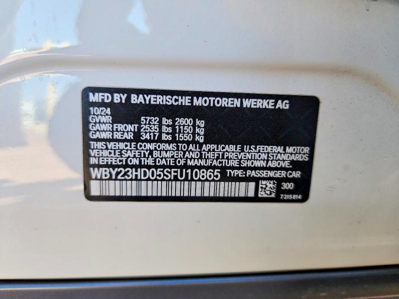 Продаж на аукціоні авто 2025 Bmw I4, vin: WBY23HD05SFU10865, номер лоту: 53552706