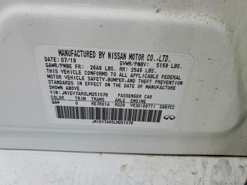 Продаж на аукціоні авто 2020 Infiniti Q50, vin: JN1EV7AR0LM251078, номер лоту: 54602096