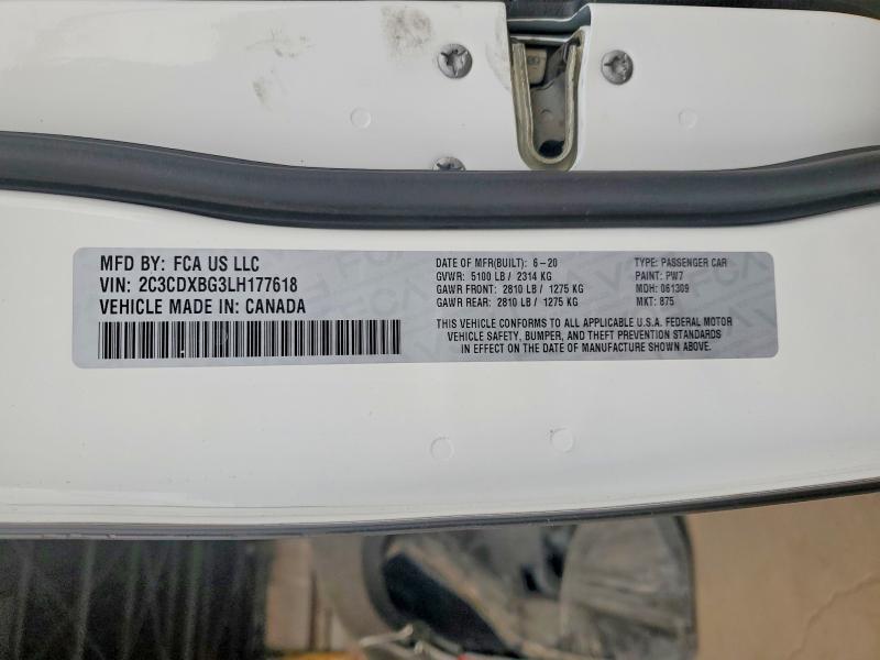 51855476 :رقم المزاد ، 2C3CDXBG3LH177618 vin ، 2020 Dodge Charger مزاد بيع