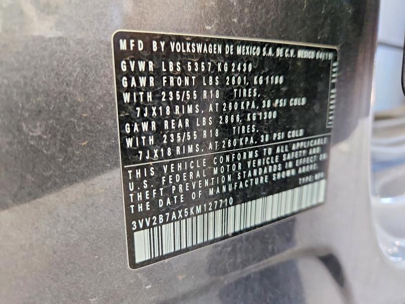 Aukcja sprzedaży 2019 Volkswagen Tiguan, vin: 3VV2B7AX5KM127710, numer aukcji: 54149316