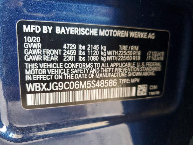 52544446 :رقم المزاد ، WBXJG9C06M5S48586 vin ، 2021 Bmw X1 مزاد بيع