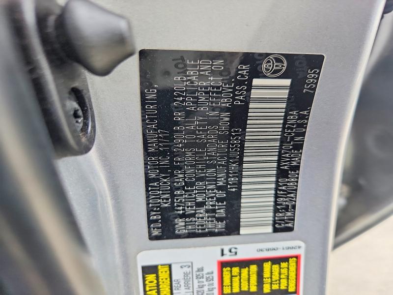 Aukcja sprzedaży 2018 Toyota Camry, vin: 4T1B11HK1JU558513, numer aukcji: 54010016