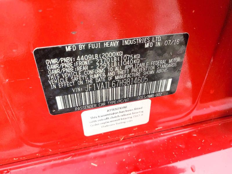 Продажа на аукционе авто 2017 Subaru Wrx, vin: JF1VA1L67H9814605, номер лота: 55224356