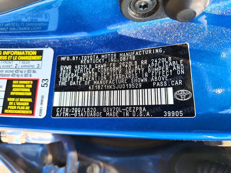 Aukcja sprzedaży 2018 Toyota Camry, vin: 4T1BZ1HK5JU019529, numer aukcji: 53197236
