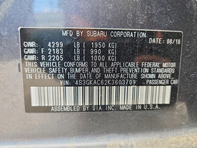 Продаж на аукціоні авто 2019 Subaru Impreza, vin: 4S3GKAC62K3603709, номер лоту: 54904106