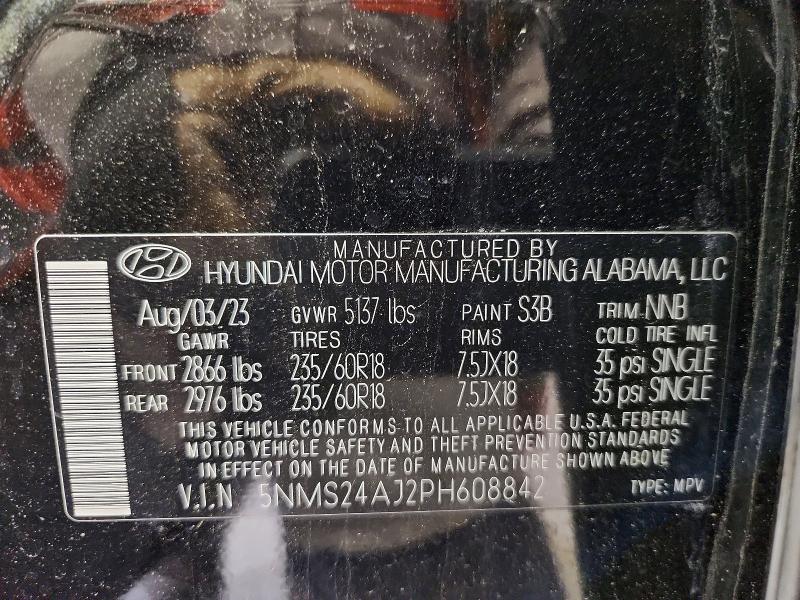 53707186 :رقم المزاد ، 5NMS24AJ2PH608842 vin ، 2023 Hyundai Santa Fe مزاد بيع