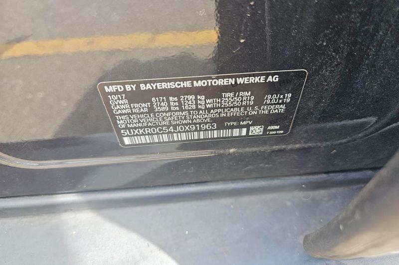 54450456 :رقم المزاد ، 5UXKR0C54J0X91963 vin ، 2018 Bmw X5 مزاد بيع