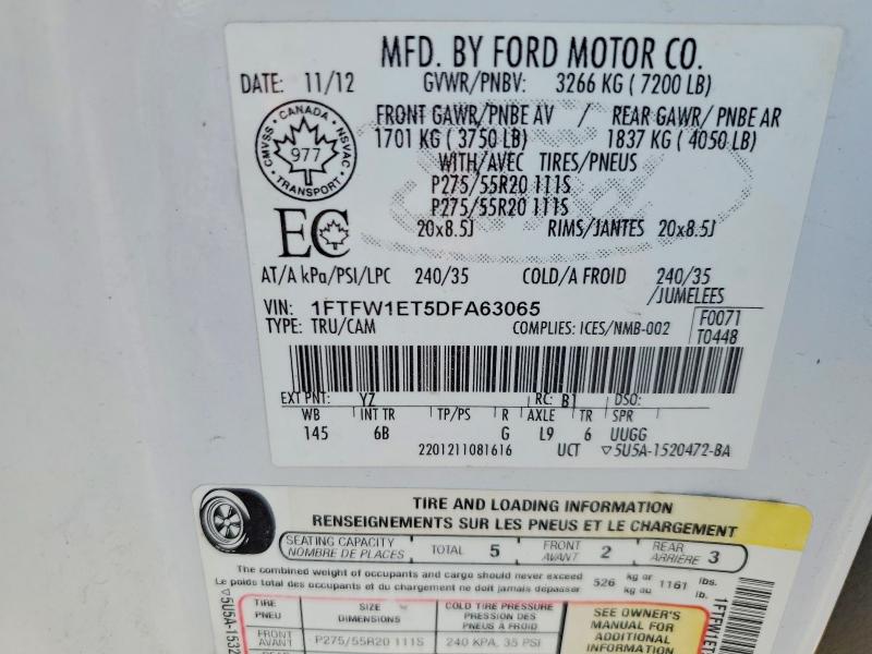 Aukcja sprzedaży 2013 Ford F150, vin: 1FTFW1ET5DFA63065, numer aukcji: 52923816