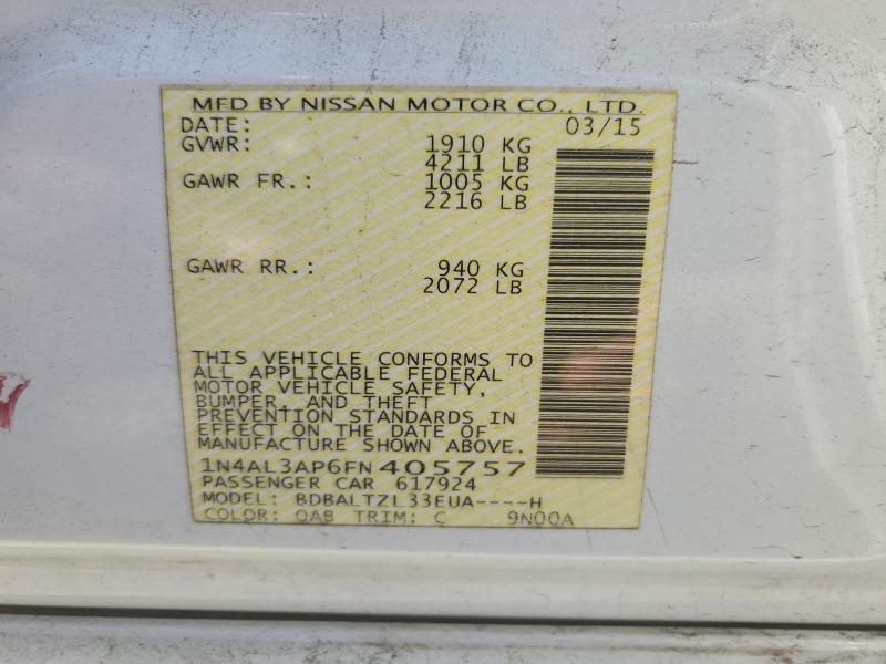 Продажа на аукционе авто 2015 Nissan Altima, vin: 1N4AL3AP6FN405757, номер лота: 53437016