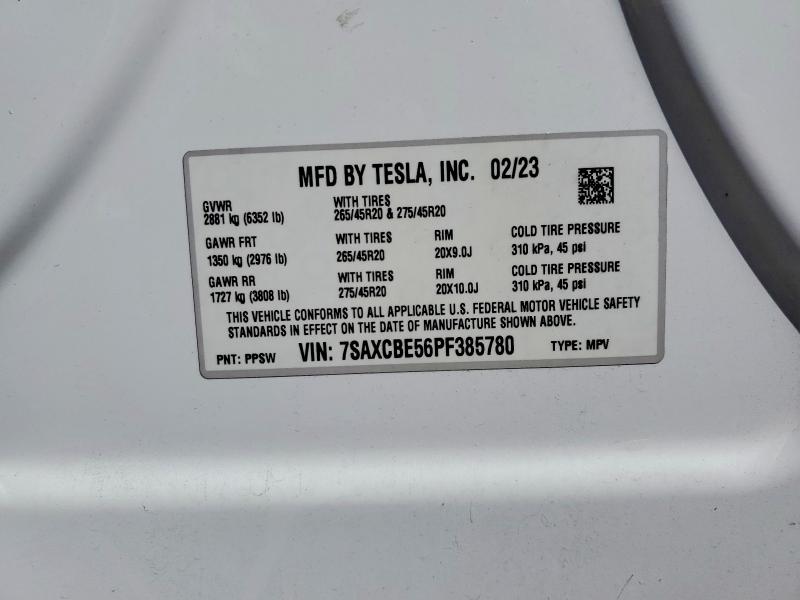 Aukcja sprzedaży 2023 Tesla Model X, vin: 7SAXCBE56PF385780, numer aukcji: 52325706