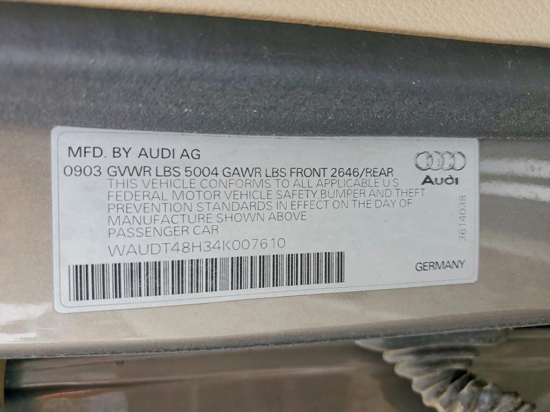 2004 Audi A4 მანქანა იყიდება აუქციონზე, vin: WAUDT48H34K007610, აუქციონის ნომერი: 53161666