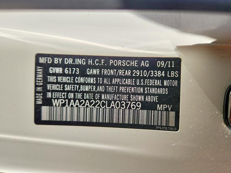 Продаж на аукціоні авто 2012 Porsche Cayenne, vin: WP1AA2A22CLA03769, номер лоту: 53544296