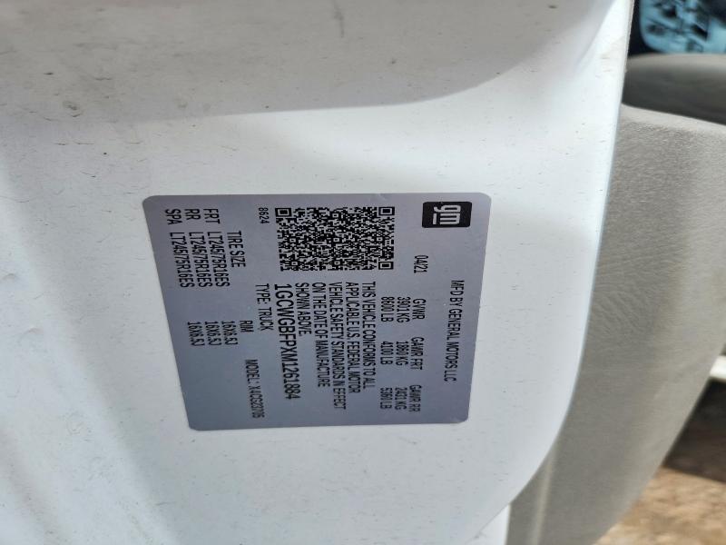 2021 Chevrolet Express G2500 მანქანა იყიდება აუქციონზე, vin: 1GCWGBFPXM1261884, აუქციონის ნომერი: 54859656