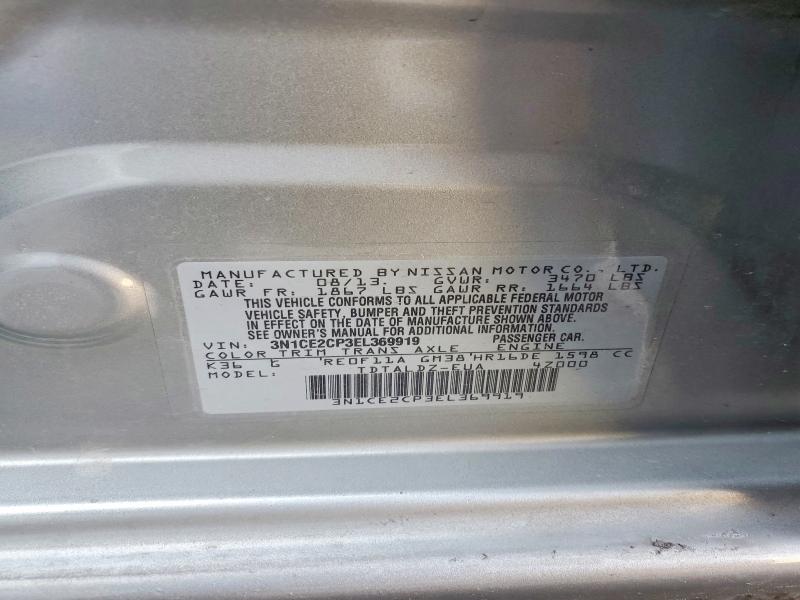 2014 Nissan Versa Note მანქანა იყიდება აუქციონზე, vin: 3N1CE2CP3EL369919, აუქციონის ნომერი: 53259136