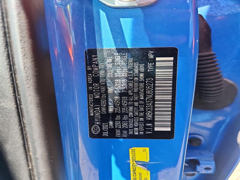 2022 Hyundai Kona მანქანა იყიდება აუქციონზე, vin: KM8K33A37NU805273, აუქციონის ნომერი: 53341526