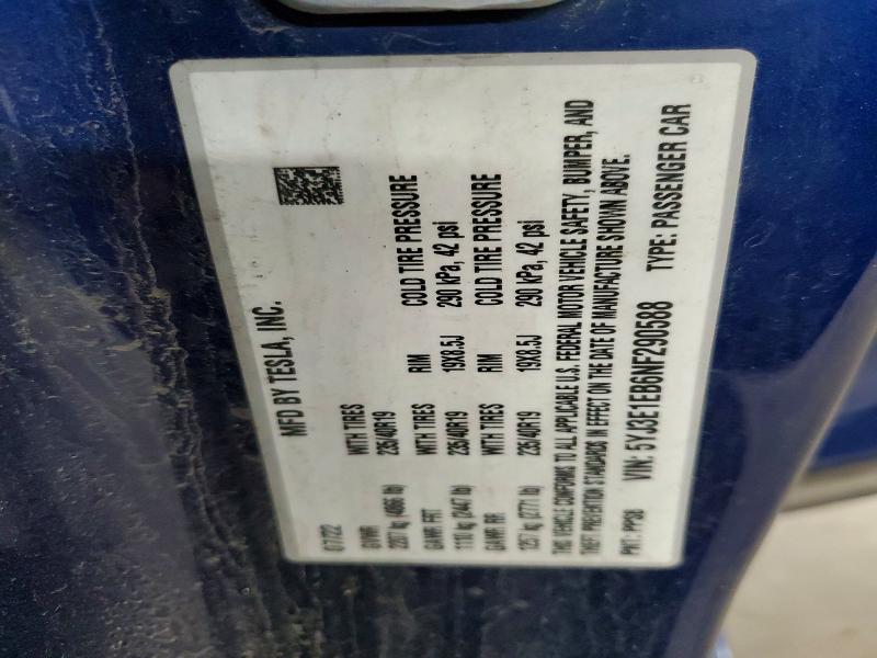 Продажа на аукционе авто 2022 Tesla Model 3, vin: 5YJ3E1EB6NF290588, номер лота: 52225696