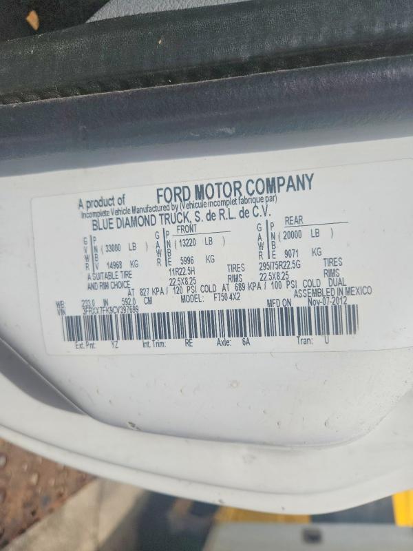 Aukcja sprzedaży 2012 Ford F750, vin: 3FRXX7FK9CV397699, numer aukcji: 54644566