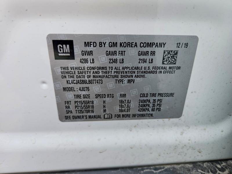 Aukcja sprzedaży 2020 Buick Encore, vin: KL4CJASB6LB077473, numer aukcji: 55351596