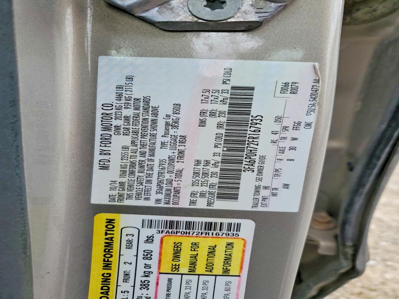 2015 Ford Fusion მანქანა იყიდება აუქციონზე, vin: 3FA6P0H72FR167935, აუქციონის ნომერი: 52542456