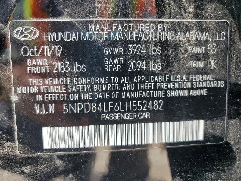 Aukcja sprzedaży 2020 Hyundai Elantra, vin: 5NPD84LF6LH552482, numer aukcji: 52391086