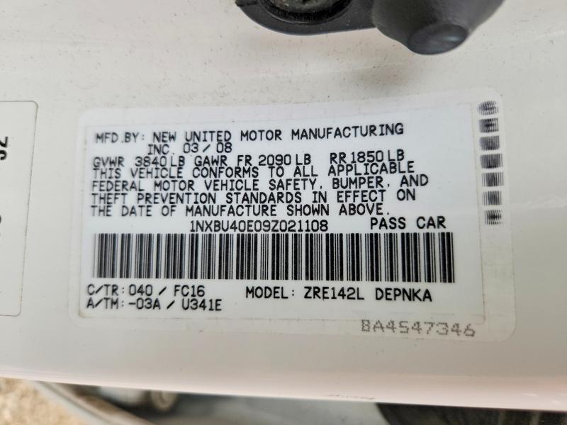 Продажа на аукционе авто 2009 Toyota Corolla, vin: 1NXBU40E09Z021108, номер лота: 53137246