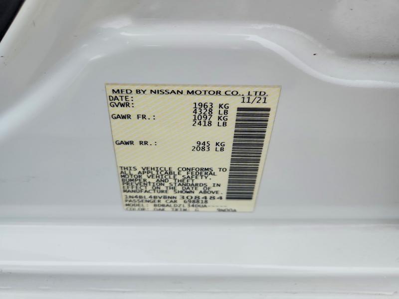 Продажа на аукционе авто 2022 Nissan Altima, vin: 1N4BL4BV8NN308484, номер лота: 53023086